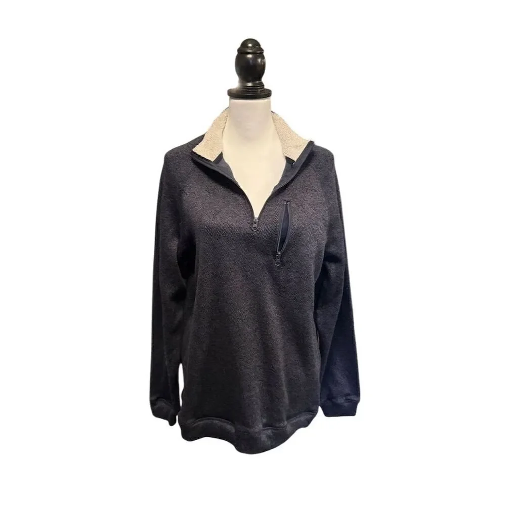 Old River Men's 1/4 Zip Navy Blue Pullover Sweater Size M Casual Knit